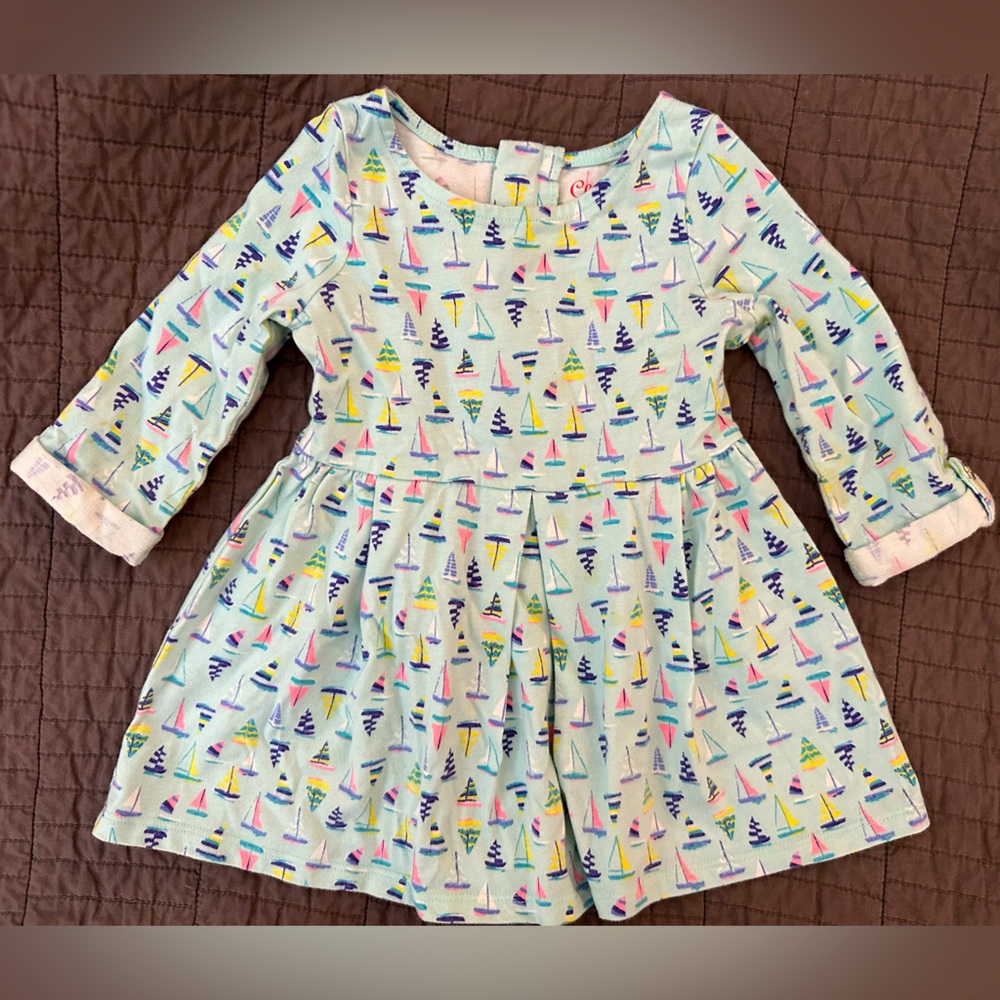 Colorful Sailboat Tunic Dress blue kids toddlers 12-18